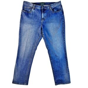 LRL Ralph Lauren Jeans Womens 16W Classic Straight Blue Med Wash Denim Hi Rise